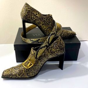 Snake style shoes and a belt to match
